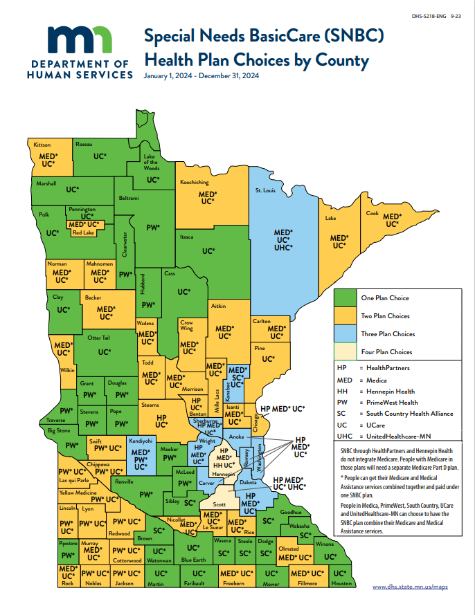 Map of SNBC covered counties for 2024