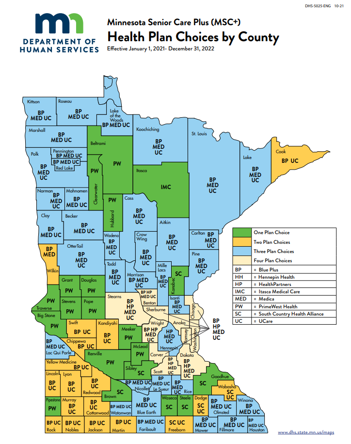 Map of MSC+ county coverage areas for 2022