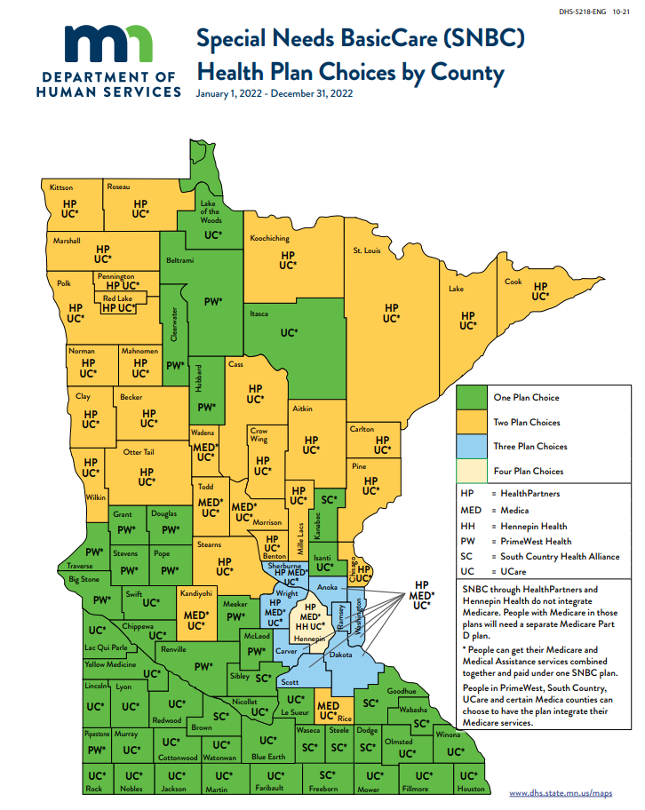 Map of SNBC covered counties for 2022